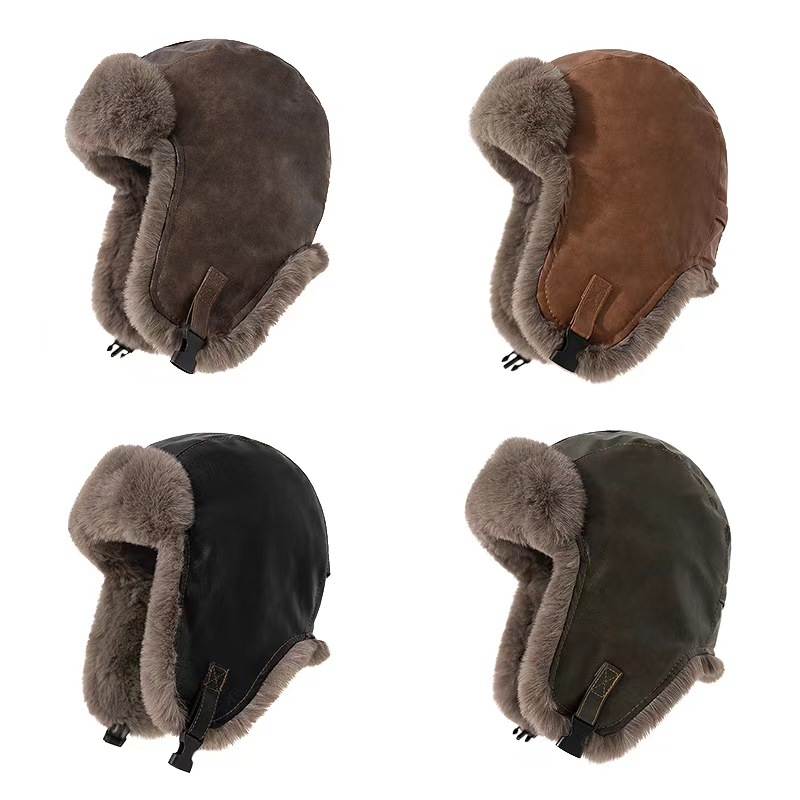 1pcs Men's Winter Retro leathe - đánh giá và giá Trapper Hat Ear Flap