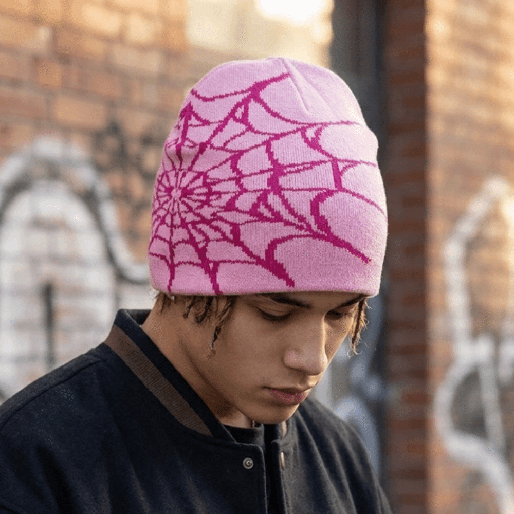 Y2K Soft Spider Web Pattern Be - đánh giá và giá Beanie Cuffed Knit