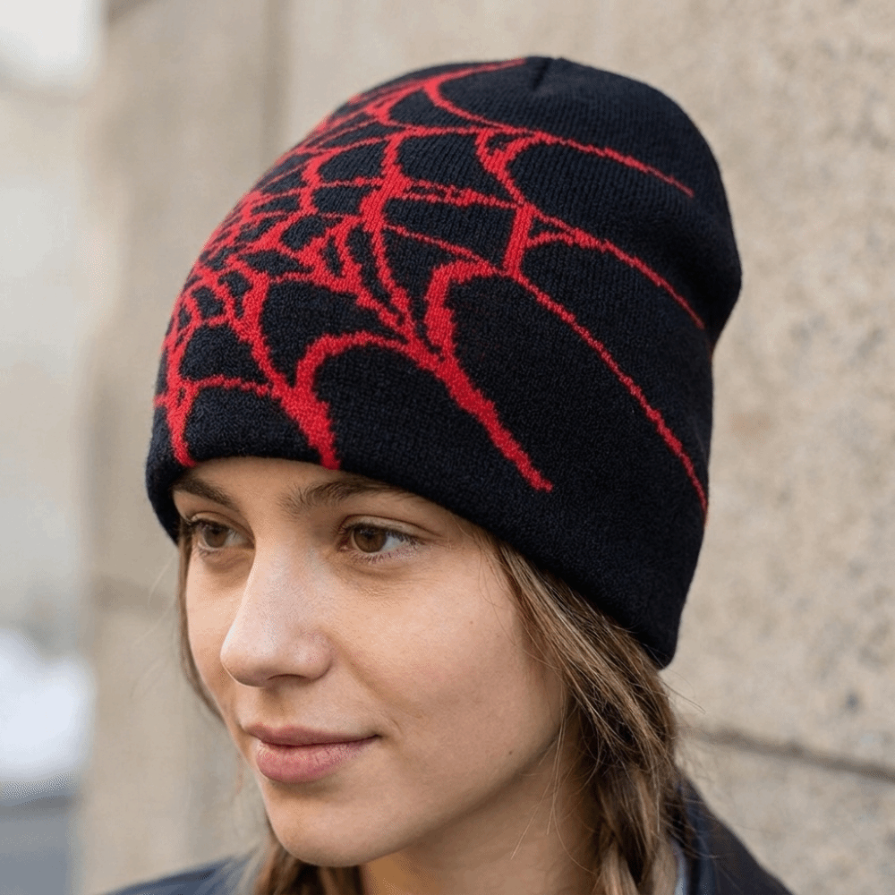Gothic Soft Spider Web Pattern - đánh giá và giá Beanie Cuffed Knit